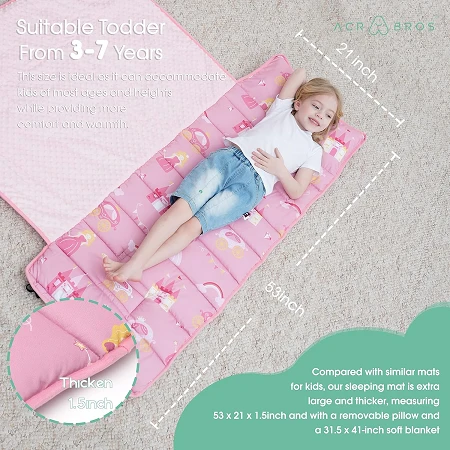 Toddler Nap Mat With Pillow And Blanket, Extra Large Rolled Napping Mats,Slumber Bags For Boys Girls,Kids Sleeping Bag For Daycare, Preschool Travel Camping, Dinosaur Toddler Nap Mat With Pillow And Blanket, Extra Large Rolled Napping Mats,Slumber Bags For Boys Girls,Kids Sleeping Bag For Daycare, Preschool Travel Camping, Dinosaur